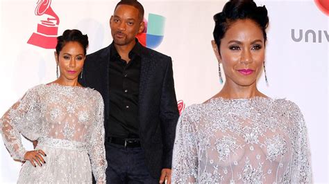 Jada Pinkett Smith Bares Her Breasts in Sheer Dress at Latin。